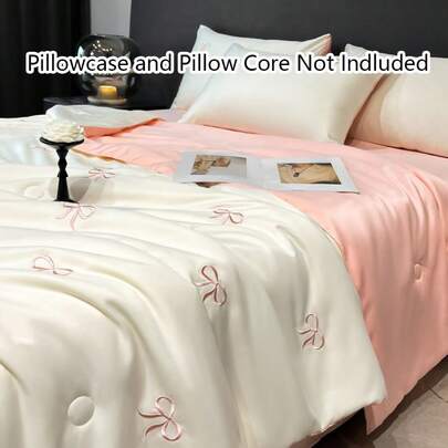 1pc Luxurious Embroidered Quilt, Soft & Breathable All-Season Bedding, Lightweight Hotel-Grade Bedroom Decor, Back-To-School/Graduation Gift, Home Decor, Comfortable Luxury Summer Bedding, Valentine's Day Cozy Night, Spring Lightweight Bedding, Machine Washable Plush Comforter, Hotel Collection Style, Soft Fabric, Easy Care Everyday Household Essential