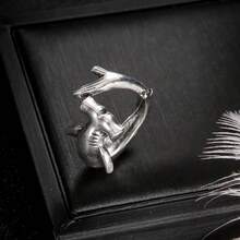 Anillo ajustable de tiburón martillo, estilo punk de moda - Plata antigua - Ver 6