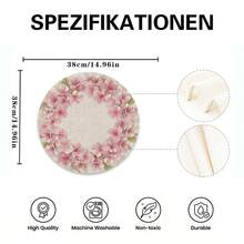 A Round Pattern With Plum Blossoms, Flowers And Green Leaves, Suitable For Spring, Summer, Autumn And Winter Seasons - Multicolor - View 3