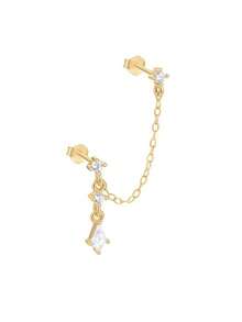 1 đôi bông tai tua rua hình học tối giản bằng đồng đính đá Cubic Zirconia, phù hợp với trang phục hàng ngày của nữ (Một chiếc) - 1 bông tai - Xem 6