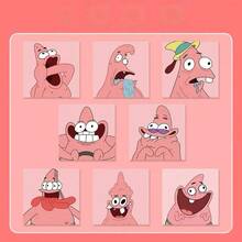 SpongeBob SquarePants 500张方形标签贴纸卷，卡通风格迷你贴纸套装，趣味粉色人物表情贴纸，适用于剪贴簿、日记、计划本装饰、礼品包装、信封封口、DIY手工用品、笔记本电脑手机壳相册装饰，表情包风格收藏级不干胶标签，可爱动漫装饰贴纸套装 - 彩色 - 查看 4
