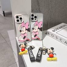 This Disney Mickey Mouse Pattern Lanyard Phone Case Features A Strong Magnetic Closure And Full Coverage Of Acrylic And TPU Material. It's Shockproof, Lightweight, And Suitable For IPhone17/16/11/13/15/15 Plus/15 Pro/15 Pro Max/12/14 Pro Max/11 Pro Max/12 Pro/12 Pro Max/13. It's A Popular Birthday Gift, Business Gift, Durable, Stain-Resistant, And Fingerprint-Resistant New Phone Case For Men And Women. It Also Includes A Mickey Mouse Phone Case And Mickey Mouse Doll Bracelet. Compatible With SamsungGalaxy S20, S21, S22, S23, And S24 Series. It's The Perfect Gift For Friends And Family. This Stylish Phone Case Is Fun, Lightweight, And Durable. IPhone17 Pro Max Phone Case, Minnie Phone Case. - 黑色 - 查看 8