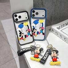 This Disney Mickey Mouse Pattern Lanyard Phone Case Features A Strong Magnetic Closure And Full Coverage Of Acrylic And TPU Material. It's Shockproof, Lightweight, And Suitable For IPhone17/16/11/13/15/15 Plus/15 Pro/15 Pro Max/12/14 Pro Max/11 Pro Max/12 Pro/12 Pro Max/13. It's A Popular Birthday Gift, Business Gift, Durable, Stain-Resistant, And Fingerprint-Resistant New Phone Case For Men And Women. It Also Includes A Mickey Mouse Phone Case And Mickey Mouse Doll Bracelet. Compatible With SamsungGalaxy S20, S21, S22, S23, And S24 Series. It's The Perfect Gift For Friends And Family. This Stylish Phone Case Is Fun, Lightweight, And Durable. IPhone17 Pro Max Phone Case, Minnie Phone Case. - Black - View 2