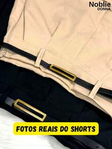 Women's Tailored Shorts With Belt - Black - View 7