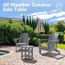 nalone Mesa auxiliar Adirondack 16.5" Mesa auxiliar para exteriores de plástico HDPE Mesa auxiliar doble Adirondack Mesa auxiliar pequeña para patio - Gris - Ver 8
