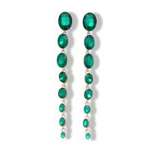 Luxurious Emerald Crystal Long Tassel Earrings, High-End Diamond-Studded Drop Earrings, Perfect For Bridal Evening Gowns - 銀針-透明色 - 查看 5