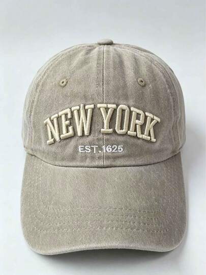 1pc Men's Washed Ny Embroidery Baseball Cap Sun Hat, Suitable For Sun Protection And Outdoor Sports Street