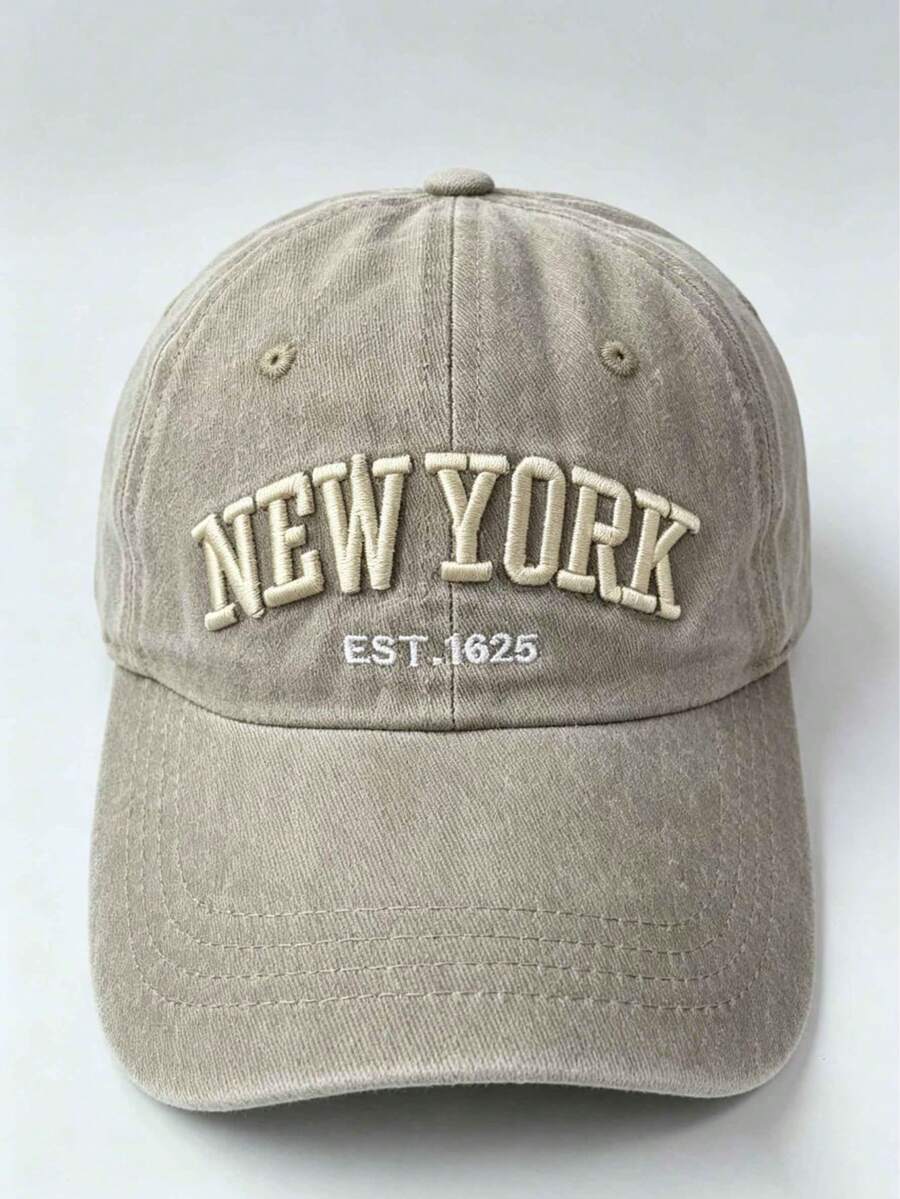 1pc Men's Washed New Embroidery Baseball Cap Sun Hat, These Caps Are Perfect For Outdoor Activities Such As Fishing, Hunting, Hiking, And Camping Street - Black - View 1