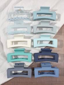 10 Stücke gedämpfte Farbe quadratische Cut Out transparente Jelly matte Haarklammern, koreanisch süß beruhigend pastoraler Stil, geeignet für lässig, Arbeit, Reisen, Picknick, Straßenmode Sommer Haarzubehör Haarklammern Strandhaarverschluss - Verschiedenfarbig - Übersicht 2