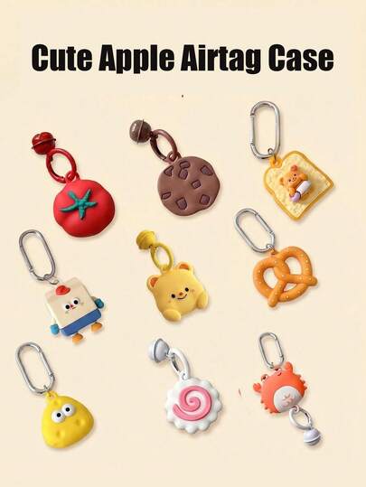 1 chiếc ốp bảo vệ Apple AirTag hình hoạt hình 3D dễ thương, tương thích với móc khóa Apple AirTag, giá đỡ AirTag, mặt dây chuyền silicon.