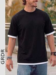 GRDR Men's Fashionable Short Sleeve T-Shirt | Exquisite Design | Summer Essential | Easy To Match | Showcase Your Style - Black - View 6
