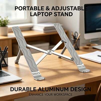 Lenovo X30 Silver Aluminum Alloy Laptop Stand, 6-Level Height Adjustment, Cooling Stand, Portable Laptop Stand For Office And Gaming