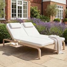 Mobilier de jardin pour 2 personnes, chaise longue, transat, lit de jour d'extérieur, réglable (5 positions), avec table extensible et appui-tête, beige - Beige - Voir 10