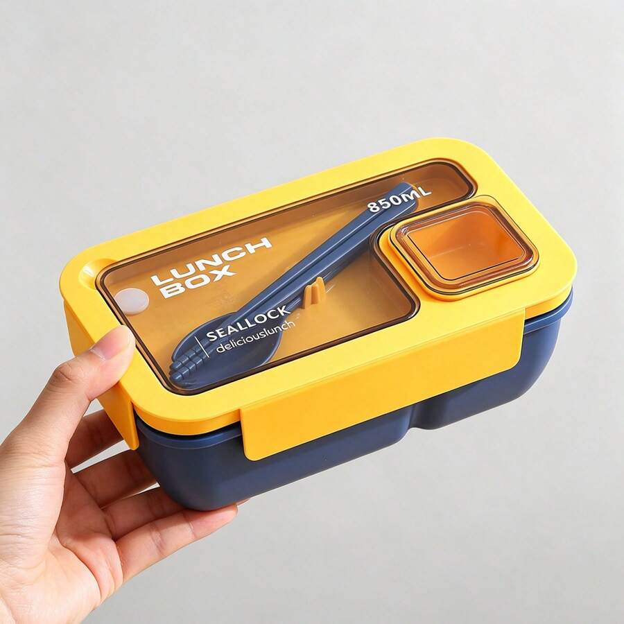 1 hộp cơm bento hình chữ nhật có nhiều ngăn, dùng được trong lò vi sóng, hộp cơm trưa cho học sinh/người lớn, hộp đựng cơm trưa kiểu Nhật cho nhân viên văn phòng, túi đựng cơm trưa. - Nhiều màu - Xem 1