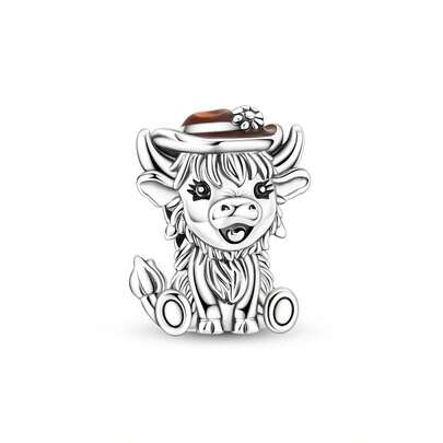 1pc Silver-Plated Cattle Bead, Suitable For DIY Bracelet, Necklace, Jewelry Pendant, Gift For Family And Friends