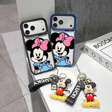 This Disney Mickey Mouse Pattern Lanyard Phone Case Features A Strong Magnetic Closure And Full Coverage Of Acrylic And TPU Material. It's Shockproof, Lightweight, And Suitable For IPhone17/16/11/13/15/15 Plus/15 Pro/15 Pro Max/12/14 Pro Max/11 Pro Max/12 Pro/12 Pro Max/13. It's A Popular Birthday Gift, Business Gift, Durable, Stain-Resistant, And Fingerprint-Resistant New Phone Case For Men And Women. It Also Includes A Mickey Mouse Phone Case And Mickey Mouse Doll Bracelet. Compatible With SamsungGalaxy S20, S21, S22, S23, And S24 Series. It's The Perfect Gift For Friends And Family. This Stylish Phone Case Is Fun, Lightweight, And Durable. IPhone17 Pro Max Phone Case, Minnie Phone Case. - Hồng - Xem 2
