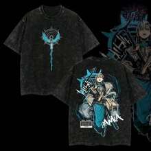 Graphic Cotton-Shirt Anime Print-ShirtSuper Value Hot Washed-Shirt GeeksRule4U Retro Zanka Nijiku Gachiakuta Cleaner Anime-Shirt Premium Cotton Relaxed Fit S-5XL Oversized Washed 230gsm American Made Is Best Friends X1S0001 Y2K,Oversize Plus Size Men's S To 5XL,Summer Teesummer Outfits For Womenanime Shirts - 黑色 - 查看 5