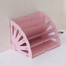 Semicircular Desktop File Holder, Office Supplies Organizer, Multi-Layer A4 Document Book Shelf - Brown - View 7