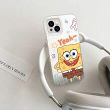 SpongeBob SquarePants Funda para teléfono, para, cubierta trasera de dibujos animados, linda, nueva, 15, 14, 13, 12, 11, 8, 7, Pro, Max, Plus, Xs, Xr17Air16 - Hilo de plumas C - Ver 12