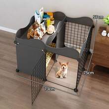 小型犬室内单间单卫生间宠物围栏，带厕所区域，防逃脱狗笼 - 彩色 - 查看 11