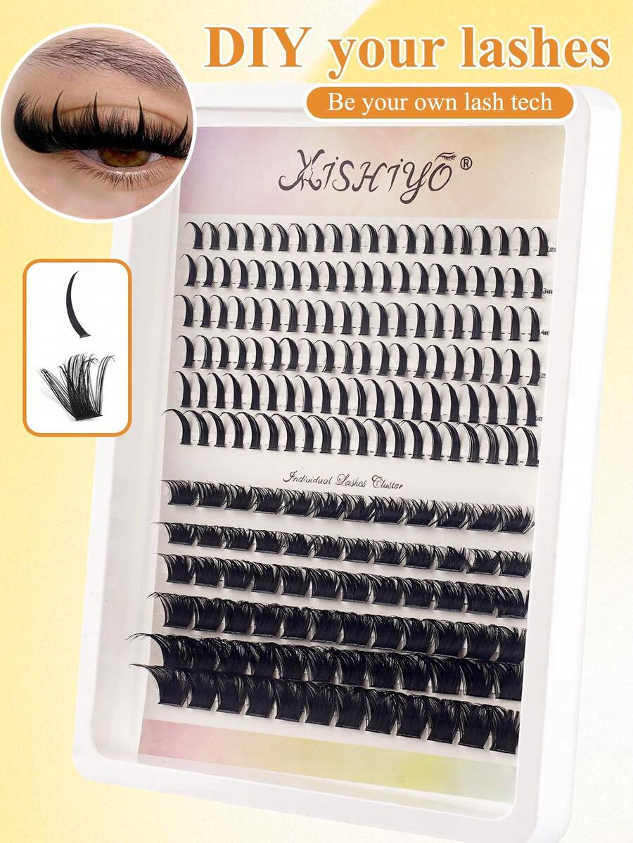 192pcs Single Cluster False Eyelashes, 2 Styles Including Pointed Tip Lashes For Natural Look, 200D+ Pointed Tip Reusable Lashes, Lightweight Segmented Individual Lashes Suitable For DIY Lash Extension At Home
