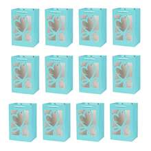 25*35*15cm 4/12 Multi-Color Thickened Handbag, Gift Bag With Heart & Letter Design, Transparent Window, Flower & Gift Packaging Bag - View 12