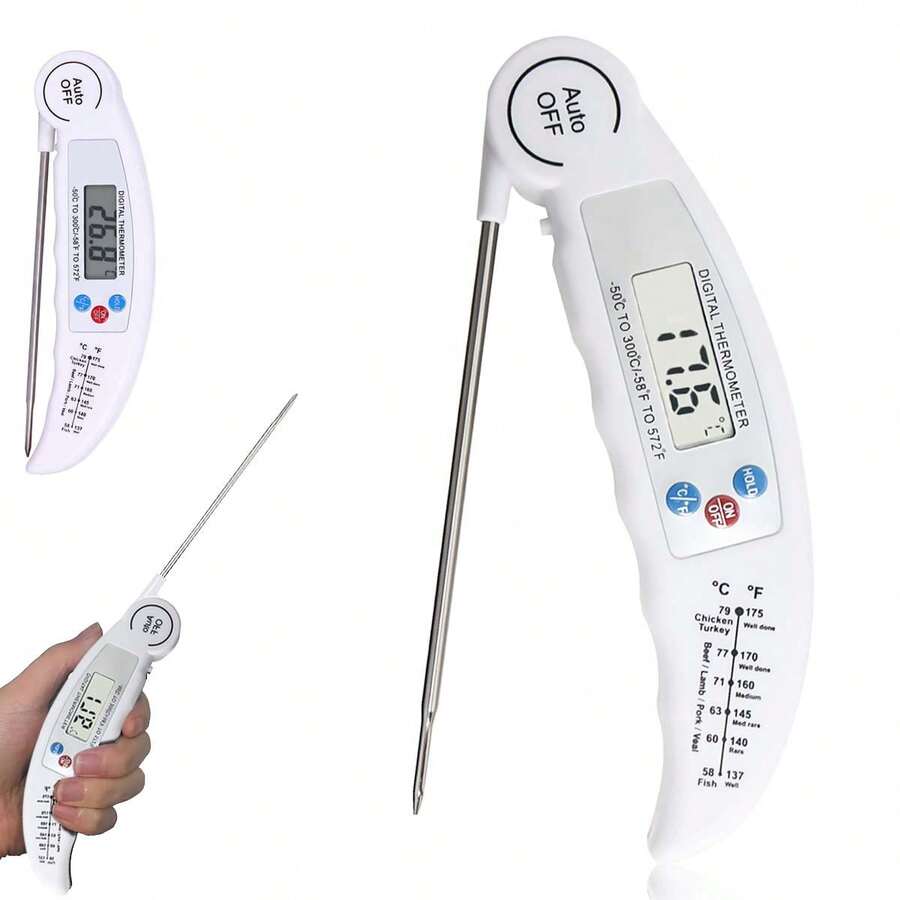 1pc Foldable Food & Water Thermometer (Battery Not Included), Suitable For Measuring Water And Oil Temperature, Backyard Party BBQ Temperature Control, Gardening Supplies, Kitchen Supplies