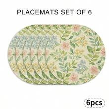 1pc Round Placemat, Printed With Vibrant Floral And Green Leaf Pattern, Suitable For All Seasons. Multi-Color Pattern Design, Made Of 100% Polyester Fiber, Size 15*15 Inches, Machine Washable. - Multicolor - View 19
