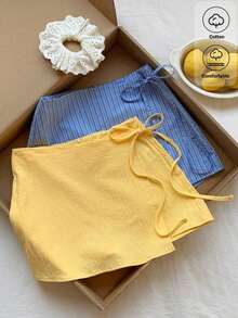 Falda Pantalón Mujer Envolvente Con Lazito Lateral Ajustable, Diseño Doble  Anti Deslizante Interior, Tejido Suave Fresco Transpirable Texturizado, Estilo Primaveral Dulce Ideal Para Verano, Picnics, Vacaciones Y Looks Casuales Urbanos - Multicolor 2 - Ver 9