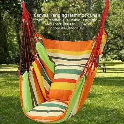 1 chiếc võng vải bố treo, ghế đu trong nhà và ngoài trời, võng vải bố mềm mại, thoáng khí cho phòng ngủ, sân vườn, hiên nhà.