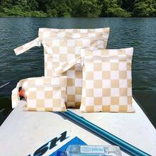 3pcs Wavy Print Waterproof Wet & Dry Separation Bags, Multi-Size Roll-Top Handbag With Zipper & Wrist Strap, Reusable Polyester Beach Storage Bag, Lightweight Waterproof Bag For Swimwear, Fitness Clothes, Baby Diapers, Beach Items, Quick Dry And Leak-Proof, Suitable For Kayaking, Boating, Swimming, Beach And Daily Use, Beach Essentials, Pool Float - Multicolor - View 4