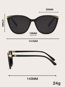 1pc Plastic Cat Eye Frame Decorative Fashion Glasses - Tea Bean Flower Gradient Tea - View 4