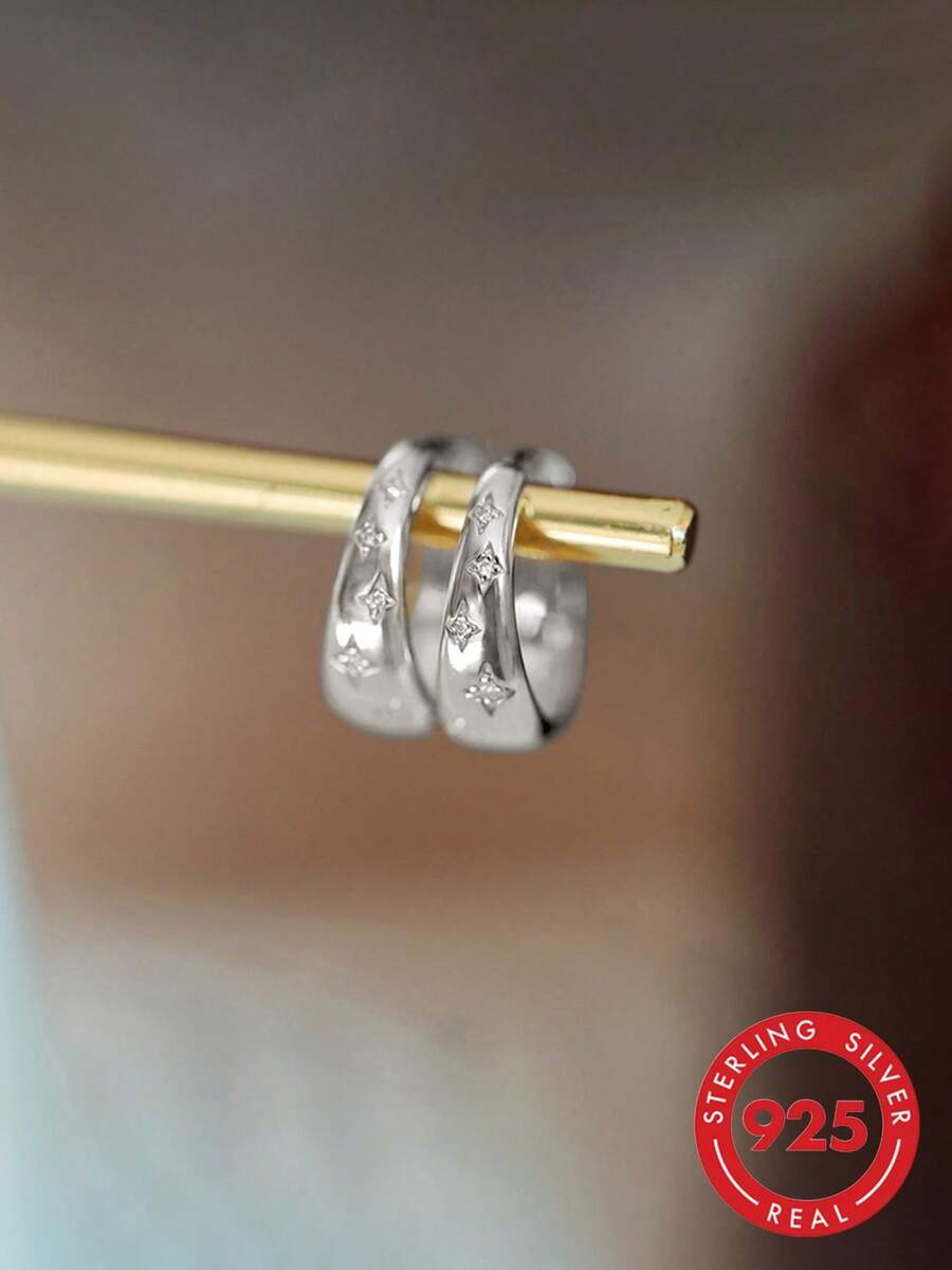 BALMORA 1 par de pendientes de botón de lujo minimalistas de plata de ley 925 con circonita cúbica, regalo de aniversario para mujeres