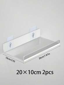 1 Set Acrylic Bathroom Wall Mounted Storage Rack, No Drilling Required, Transparent - Clear - View 12
