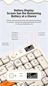 Wireless Bluetooth Keyboard And Mouse Combo | Mechanical Feel Silent Office Keyboard And Mouse | Rechargeable With Long Battery Life | Compatible With Desktops/Laptops/Macs/Tablets/Mobile Phones | Universal For Business, Office, And Home Use - View 6