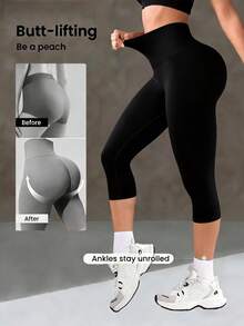 Quần legging nữ cơ bản dài đến mắt cá chân (7/8), quần đạp xe ôm sát co giãn dành cho nữ, quần thể thao yoga bó sát giúp định hình vóc dáng, quần dài nhẹ, ôm sát, phù hợp cho tập thể dục, yoga, thể thao và mặc thường ngày, quần dài 7/8 dành cho nữ để mặc ở nhà, chơi thể thao và thư giãn. - màu đen - Xem 4