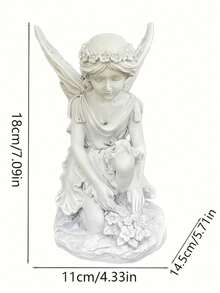 白色树脂天使摆件，花园仙女雕像，细节精致，适合户外庭院草坪装饰，室内家居摆件，是送给自然爱好者的贴心纪念品和乔迁礼物。 - 蹲姿漂亮天使 - 查看 9
