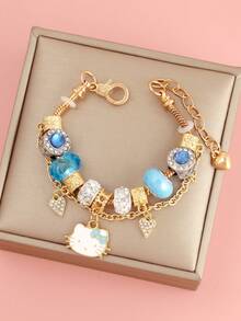 SANRIO 1 chiếc vòng tay nữ mùa hè thời trang, dễ thương và tươi tắn với mặt dây chuyền hình mèo con và dây tua rua. - Nhiều màu - Xem 6