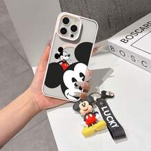 This Disney Mickey Mouse Pattern Lanyard Phone Case Features A Strong Magnetic Closure And Full Coverage Of Acrylic And TPU Material. It's Shockproof, Lightweight, And Suitable For IPhone17/16/11/13/15/15 Plus/15 Pro/15 Pro Max/12/14 Pro Max/11 Pro Max/12 Pro/12 Pro Max/13. It's A Popular Birthday Gift, Business Gift, Durable, Stain-Resistant, And Fingerprint-Resistant New Phone Case For Men And Women. It Also Includes A Mickey Mouse Phone Case And Mickey Mouse Doll Bracelet. Compatible With SamsungGalaxy S20, S21, S22, S23, And S24 Series. It's The Perfect Gift For Friends And Family. This Stylish Phone Case Is Fun, Lightweight, And Durable. IPhone17 Pro Max Phone Case, Minnie Phone Case. - 黑色 - 查看 6