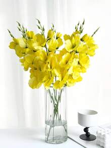 6/10/15pcs Artificial Yellow Cymbidium Orchid Flowers, 21.6 Inch Long Silk Orchid Stems, Suitable For Wall, Living Room, Bedroom, Wedding, Party Decor, Tabletop Decoration. Home, Desk, Kitchen, Wedding, Dining Table, Center Piece, Office, Garden, Outdoor, House, Yard Decor, Suitable For Spring, Summer, Autumn, Winter - Yellow - View 10