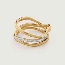 Nhẫn bạc 925 cao cấp sang trọng của Eveil Jewelry, thiết kế nhiều lớp đan chéo đính đá Zirconia, thích hợp để đeo hàng ngày. - Vòng nhiều lớp - Xem 8