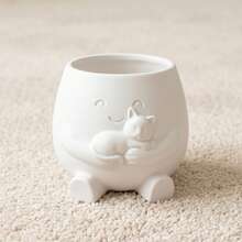 Cute Succulent Plant Pots, Animal Face Shaped Planters Suitable For Indoor Plants, Decorate Desktops, Shelves And Home Decor, Pink Grey White - A - View 10