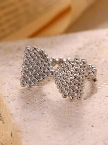 18K Gold Plated Beaded Bow Tie Style Ring For Women, Suitable For Mom, Size 7 And 8 Available, Anti-Fading Wedding Band, Fashion Jewelry For Beach Vacation, Graduation Prom, Birthday Anniversary Gift - Various - View 8