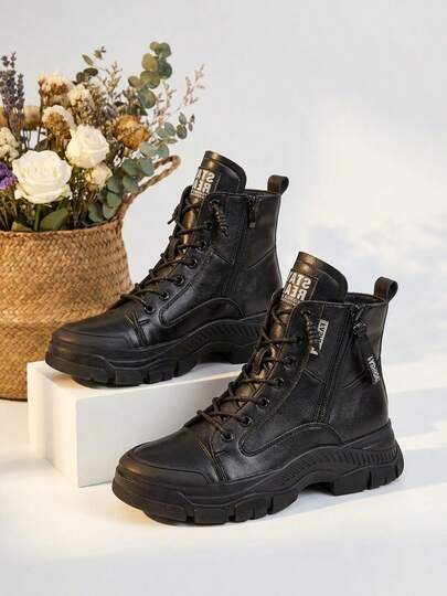 Botas para mujer. Botas  de tubo medio cómodas para mujer. Botines casuales modernos y versátiles para mujer. Con diseño de detalle de cremallera lateral. Suela antideslizante. Parte superior resistente al desgaste. Adecuadas para escenarios de viaj