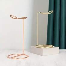 2pcs Multi-Functional Metal Stand, Rose Gold And Gold Color Options, Minimalist Ins-Style Desktop Organizer Rack For Headphones, Makeup Sponges, Small Decor, Sturdy Metal Construction With Glossy Finish, Stable Base, Space-Saving Design - Multicolor - View 1
