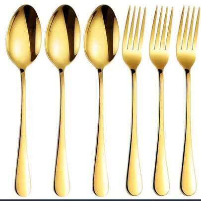 150/50/25/12 Pcs Gold Cutlery Set (Reusable) - Reusable And Washable. Dessert Forks, Salad Forks, Cake Forks Set, Suitable For Home, Restaurant, Wedding, Party. Suitable For Home, Restaurant, Wedding, Outdoor, Birthday, Party, Holiday Gatherings And Other Occasions.
