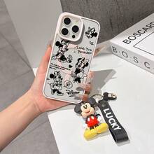 This Disney Mickey Mouse Pattern Lanyard Phone Case Features A Strong Magnetic Closure And Full Coverage Of Acrylic And TPU Material. It's Shockproof, Lightweight, And Suitable For IPhone17/16/11/13/15/15 Plus/15 Pro/15 Pro Max/12/14 Pro Max/11 Pro Max/12 Pro/12 Pro Max/13. It's A Popular Birthday Gift, Business Gift, Durable, Stain-Resistant, And Fingerprint-Resistant New Phone Case For Men And Women. It Also Includes A Mickey Mouse Phone Case And Mickey Mouse Doll Bracelet. Compatible With SamsungGalaxy S20, S21, S22, S23, And S24 Series. It's The Perfect Gift For Friends And Family. This Stylish Phone Case Is Fun, Lightweight, And Durable. IPhone17 Pro Max Phone Case, Minnie Phone Case. - 黑色 - 查看 6