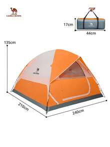 CAMEL CROWN Outdoor Tent, 4-Person Instant Tent, Portable Sun-Proof Tent, Suitable For Overnight Camping In The Park, Waterproof Canopy Tent - Orange/Grayish White - View 6