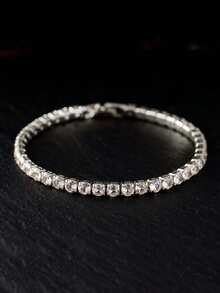Bộ 4 vòng tay bằng thép không gỉ mạ vàng 18K đính pha lê hình cỏ bốn lá, vòng tay dạng dây xoắn đính đá zirconia đồng, phụ kiện thời trang đeo hàng ngày và quà tặng cho phụ nữ. - Bạc - Xem 7