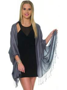 Shawls And Wraps Evening Dresses, Large Soft  Wedding Shawl - 深灰色11 - 查看 3